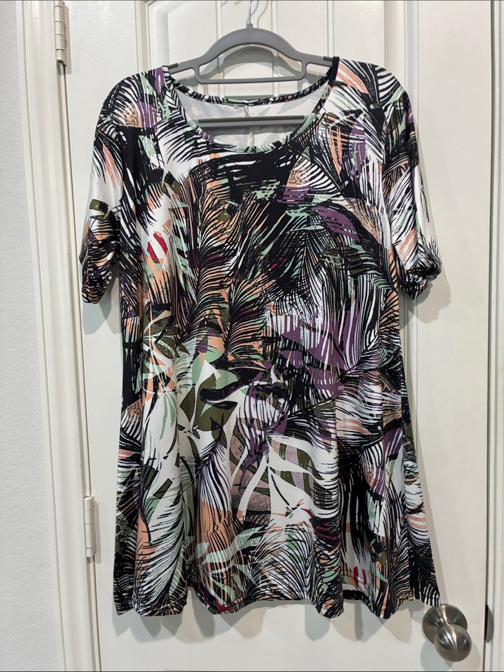 Set Tropical Palm Print Swing Tunic - Multicolor NWOT - Picture 2 of 7